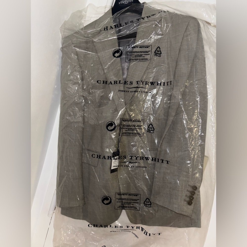Charles Tyrwhitt Gray Men's Jacket Stone Slim Fit size 40S